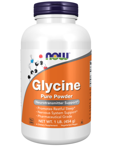 Pudră pură de glicină 454 g (Now Foods)